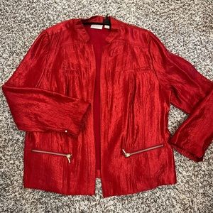 Chico’s Red Shimmer Shirt/Jacket size 3=XL=ladies 16